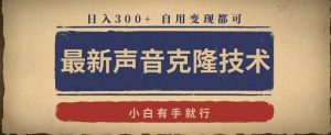 最新声音克隆技术，有手就行，自用变现都可，日入300+【揭秘】-阳知网创资源库