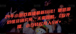 24年小游戏直播最新玩法!微恐游戏怪谈研究所,无需露脸,0粉开播,小白轻松月入5W+【揭秘】-阳知网创资源库