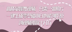 高质量跳舞视频，只需一张照片一键生成零基础小白也能创作原创视频涨粉十几万【揭秘】-阳知网创资源库