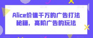 Alice价值千万的广告打法秘籍,高阶广告的玩法-阳知网创资源库