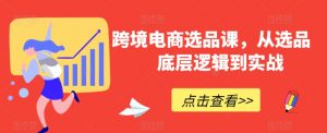 跨境电商选品课，从选品到底层逻辑到实战-阳知网创资源库