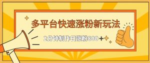 多平台快速涨粉最新玩法，2分钟制作，日涨粉800+【揭秘】-阳知网创资源库