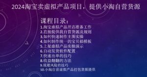 2024淘宝卖虚拟产品项目，提供小淘自营货源-阳知网创资源库