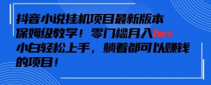 抖音最新小说挂机项目,保姆级教学,零成本月入1w+,小白轻松上手【揭秘】-阳知网创资源库