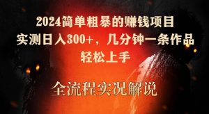 2024简单粗暴的赚钱项目,实测日入300+,几分钟一条作品,轻松上手【揭秘】-阳知网创资源库
