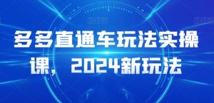 多多直通车玩法实操课,2024新玩法-阳知网创资源库