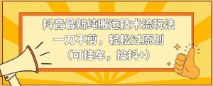 抖音最新纯搬运技术流玩法,一刀不剪,轻松过原创(可挂车,投抖+)【揭秘】-阳知网创资源库