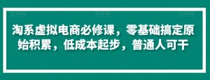 淘系虚拟电商必修课,零基础搞定原始积累,低成本起步,普通人可干-阳知网创资源库