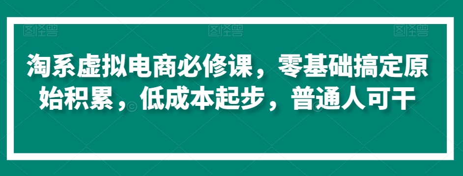 淘系虚拟电商必修课,零基础搞定原始积累,低成本起步,普通人可干-阳知网创资源库
