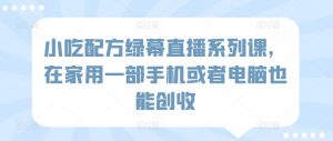 小吃配方绿幕直播系列课,在家用一部手机或者电脑也能创收-阳知网创资源库