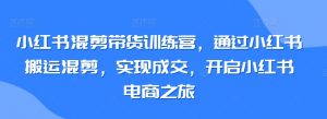 小红书混剪带货训练营,通过小红书搬运混剪,实现成交,开启小红书电商之旅-阳知网创资源库