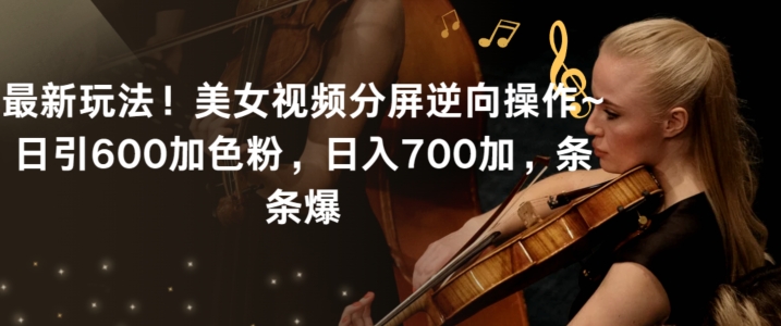 最新玩法！美女视频分屏逆向操作~日引600加色粉，日入700加，条条爆【揭秘】-阳知网创资源库
