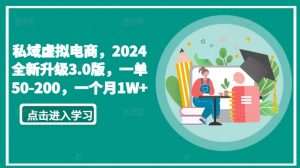 私域虚拟电商,2024全新升级3.0版,一单50-200,一个月1W+【揭秘】-阳知网创资源库