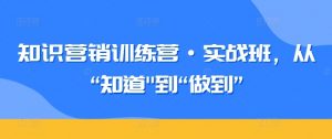 知识营销训练营·实战班,从“知道”到“做到”-阳知网创资源库