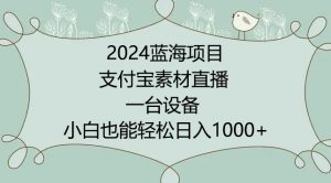 2024年蓝海项目,支付宝素材直播,无需出境,小白也能日入1000+ ,实操教程【揭秘】-阳知网创资源库