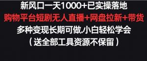 新风口一天1000+已实操落地购物平台短剧无人直播+网盘拉新+带货多种变现长期可做【揭秘】-阳知网创资源库
