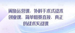 闲鱼运营课,外科手术式战术创业课,简单粗暴直接,真正的战术实战课-阳知网创资源库