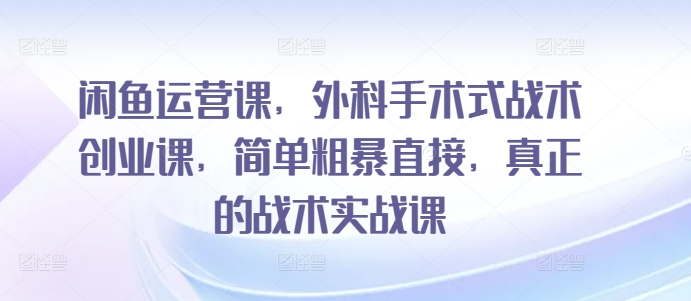 闲鱼运营课,外科手术式战术创业课,简单粗暴直接,真正的战术实战课-阳知网创资源库
