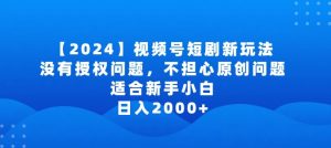 2024视频号短剧玩法,没有授权问题,不担心原创问题,适合新手小白,日入2000+【揭秘】-阳知网创资源库