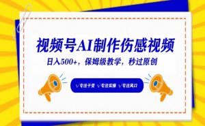 视频号AI制作伤感视频，日入500+，保姆级教学【揭秘】-阳知网创资源库