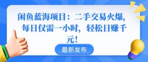 闲鱼蓝海项目：二手交易火爆，每日仅需一小时，轻松日赚千元【揭秘】-阳知网创资源库