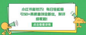 小红书新技巧，每日轻松吸引50+高质量创业粉丝，附详细教程【揭秘】-阳知网创资源库