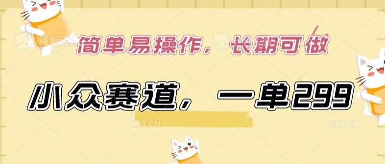 小众赛道,一单299.简单易操作,长期可做【揭秘】-阳知网创资源库