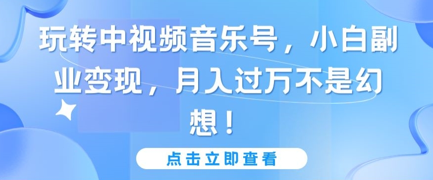 玩转中视频音乐号,小白副业变现,月入过万不是幻想【揭秘】-阳知网创资源库