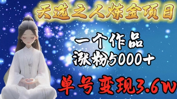 天选之人炼金项目,一个作品涨粉5000+,单号变现3.6w【揭秘】-阳知网创资源库