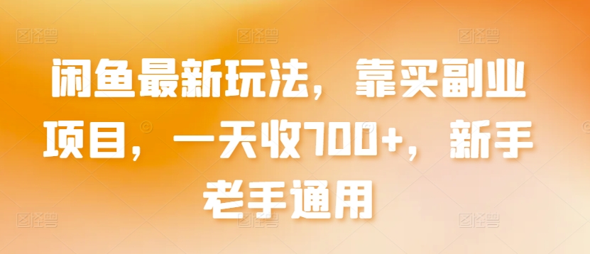 闲鱼最新玩法,靠买副业项目,一天收700+,新手老手通用【揭秘】-阳知网创资源库