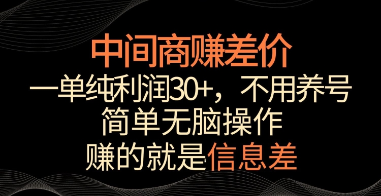 中间商赚差价,一单纯利润30+,简单无脑操作,赚的就是信息差,轻轻松松日入1000+【揭秘】-阳知网创资源库
