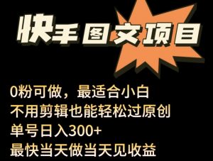 24年最新快手图文带货项目,零粉可做,不用剪辑轻松过原创单号轻松日入300+【揭秘】-阳知网创资源库