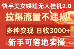 快手美女哄睡无人挂机2.0.拉爆流量不违规,多种变现途径,日收3000+,新手可落地实操【揭秘】-阳知网创资源库
