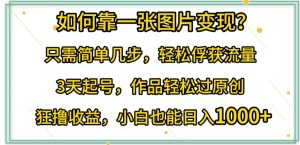 如何靠一张图片变现?只需简单几步,轻松俘获流量,3天起号,作品轻松过原创【揭秘】-阳知网创资源库