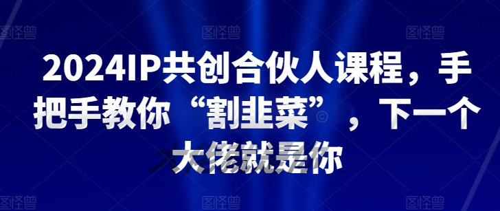 2024IP共创合伙人课程,手把手教你“割韭菜”,下一个大佬就是你-阳知网创资源库