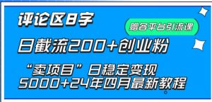 抖音评论区8字日截流200+创业粉 “卖项目”日稳定变现5000+【揭秘】-阳知网创资源库