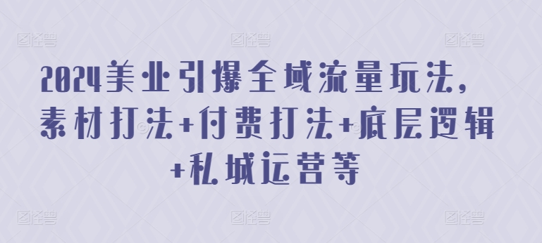 2024美业引爆全域流量玩法,素材打法 付费打法 底层逻辑 私城运营等-阳知网创资源库