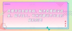 直播带货全域电商,解决直播间没流量,留不住人,亏米送都送不出去的尴尬局面-阳知网创资源库