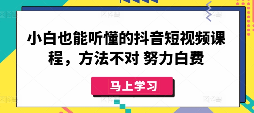 小白也能听懂的抖音短视频课程,方法不对 努力白费-阳知网创资源库