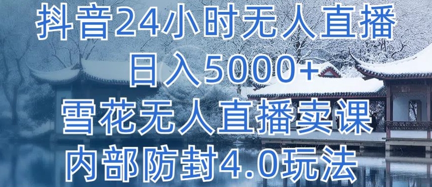 抖音24小时无人直播 日入5000+,雪花无人直播卖课,内部防封4.0玩法【揭秘】-阳知网创资源库