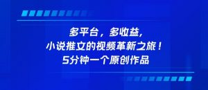 多平台，多收益，小说推文的视频革新之旅！5分钟一个原创作品【揭秘】-阳知网创资源库