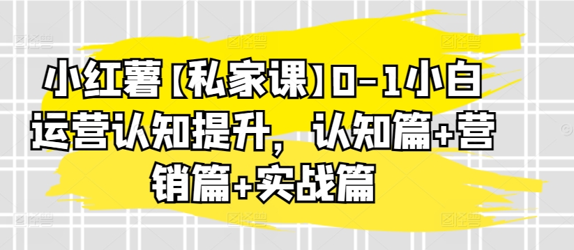 小红薯【私家课】0-1小白运营认知提升,认知篇+营销篇+实战篇-阳知网创资源库