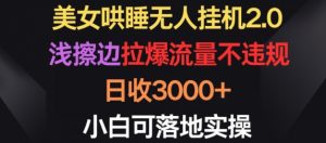 美女哄睡无人挂机2.0.浅擦边拉爆流量不违规,日收3000+,小白可落地实操【揭秘】-阳知网创资源库
