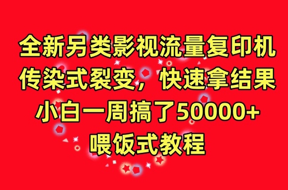 全新另类影视流量复印机，传染式裂变，快速拿结果，小白一周搞了50000+，喂饭式教程【揭秘】-阳知网创资源库