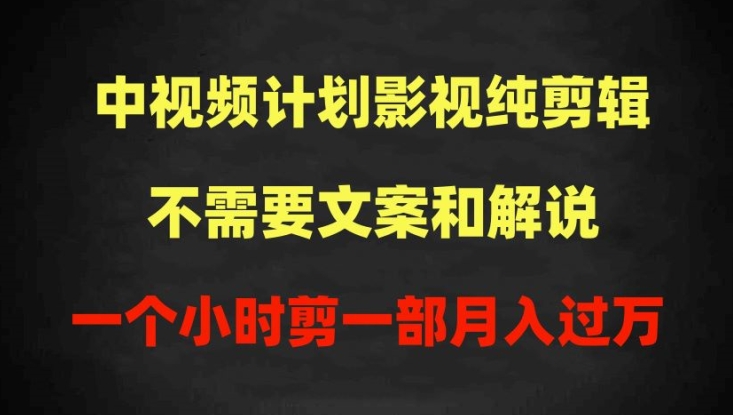 中视频计划影视纯剪辑,不需要文案和解说,一个小时剪一部,100%过原创月入过万【揭秘】-阳知网创资源库
