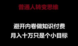 普通人转变思维，避开内卷做知识付费，月入十万只是一个小目标【揭秘】-阳知网创资源库