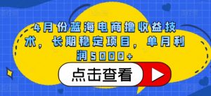 4月份蓝海电商撸收益技术，长期稳定项目，单月利润5000+【揭秘】-阳知网创资源库
