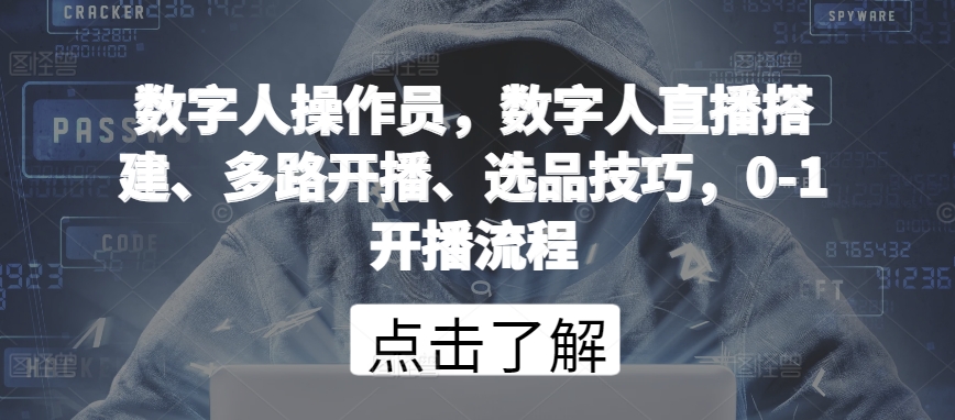 数字人操作员,数字人直播搭建、多路开播、选品技巧,0-1开播流程-阳知网创资源库