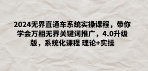 2024无界直通车系统实操课程,带你学会万相无界关键词推广,4.0升级版,系统化课程 理论+实操-阳知网创资源库