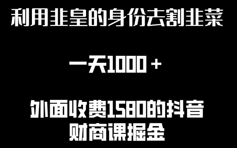 利用非皇的身份去割韭菜，一天1000+(附详细资源)【揭秘】-阳知网创资源库